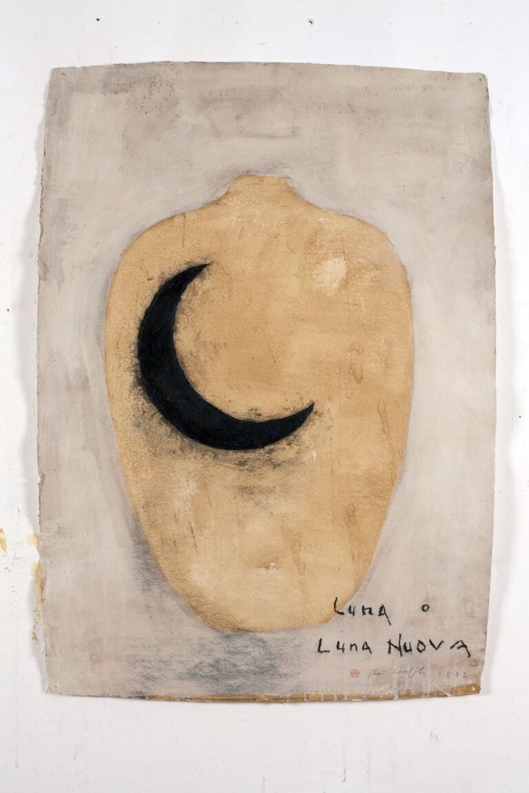 Piero Pizzi Cannella, Luna o Luna nuova, 2011, tecnica mista su carta, cm 130&times;90