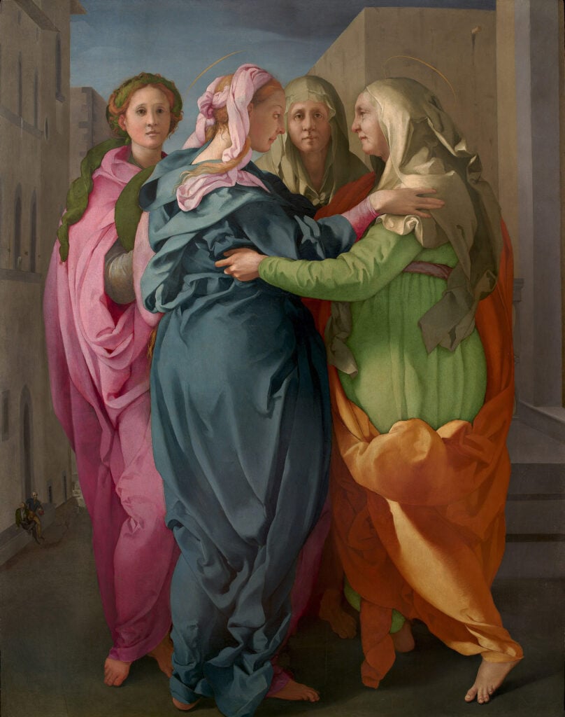 Pontormo (Jacopo da Pontormo), Visitazione, 1528 - 1532. Olio su tavola, cm 202 x 156. Pistoia, Diocesi &ndash; Chiesa di San Michele Arcangelo di Carmignano