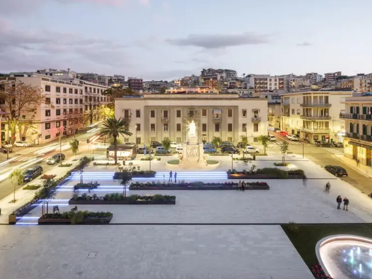 Rendering Piazza De Nava riqualificata, ingresso Museo archeologico nazionale di Reggio Calabria. Ph. Filippo Poli