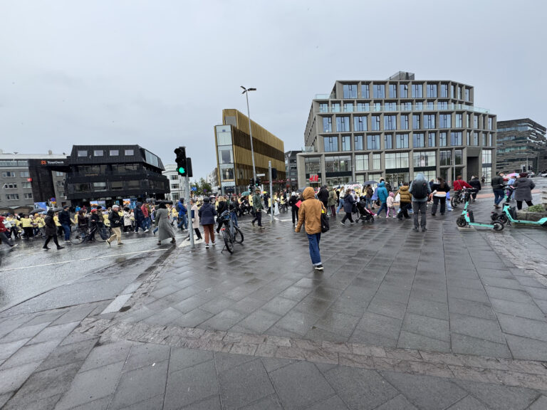 Una delle orchestre in giro per la citt&agrave; durante i discorsi introduttivi dell'apertura del Una serra olfattiva il giorno dopo l'inaugurazione del Reykjav&iacute;k Arts Festival
