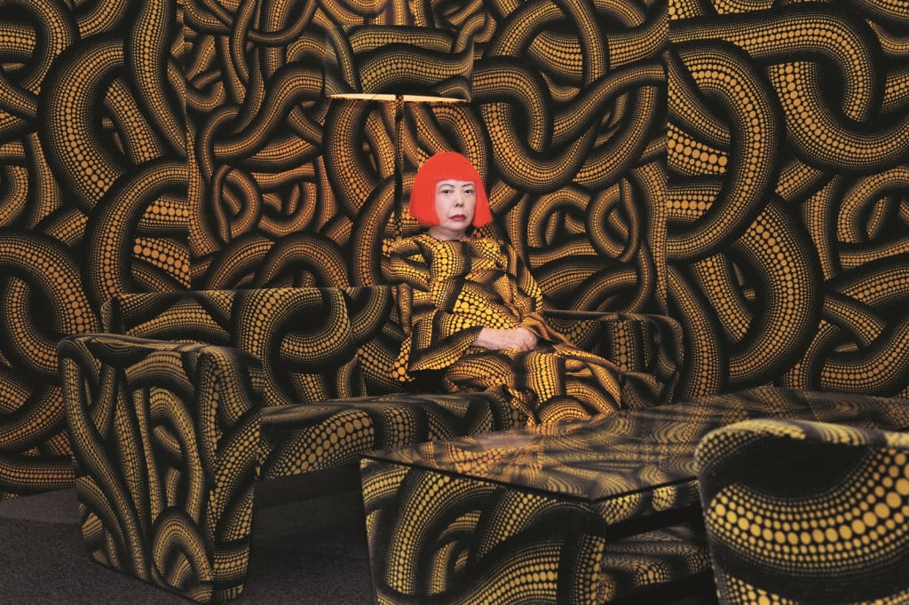 Yayoi Kusama in 'Yellow Tree / Living Room' during the Aichi Triennale in 2010 © YAYOI KUSAMA. Courtesy Ota Fine Arts and David Zwirner