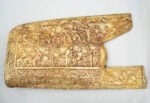 Custodia di gorytos Melitopol&rsquo;kurgan, presso Melitopol, regione di Zaporizhzhia IV sec. a.C. Oro 583 goffrato 27,5 x 47 cm Collezione del Museo Nazionale di Storia dell&rsquo;Ucraina &copy; Museo Nazionale di Storia dell&rsquo;Ucraina. Foto: Dmytro Klochko
