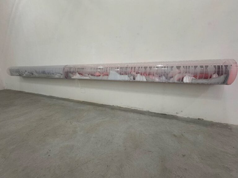 Alfredo Pirri, Alba/Tramonto, 2002-03, plexiglass, smalto e colore acrilico, cartone per conservazione, tessuto non tessuto, 45,5 x 400 x 51 cm cd