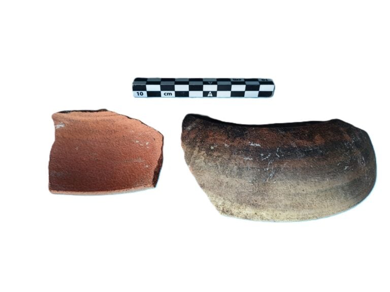 Frammenti di ceramica da fuoco di un tegame.