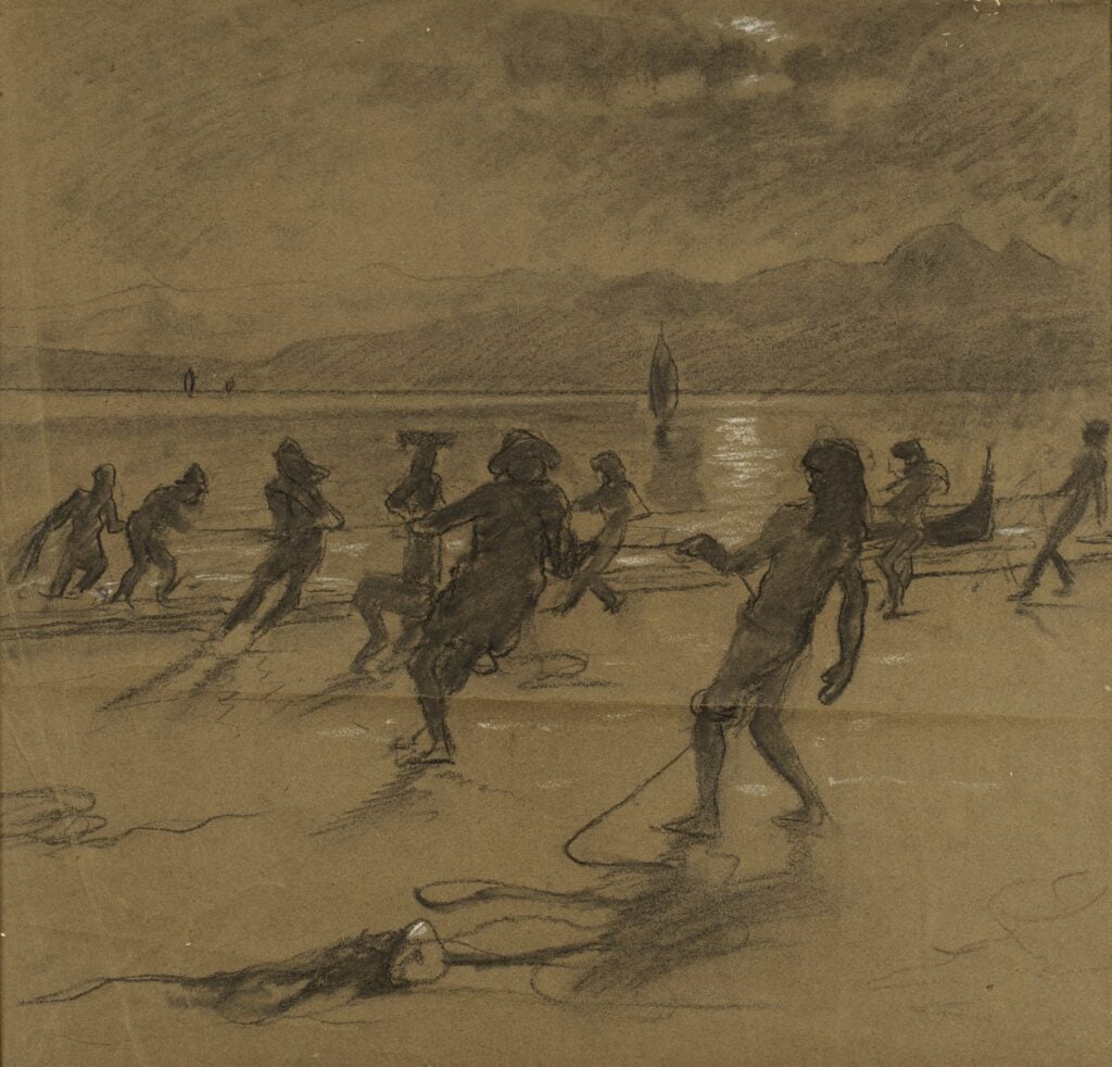 Francesco Gioli, Studio compositivo per pesca a sciabica (1887 ca), collezione privata