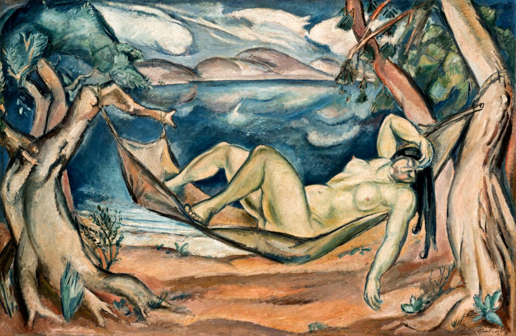 Othon Friesz
(Le Havre, 1879 - Paris, 1949)
L’amaca, 1912, olio su tela. Lione, Musée des Beaux-Arts
(Acquisto, 1961)
Image © Lyon MBA - Photo Martial Couderette. Alla Reggia di Venaria