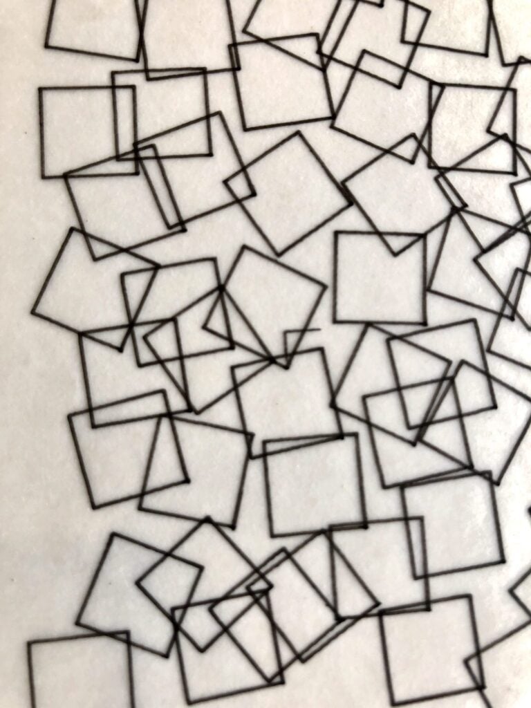 Georg Nees, Schotter (Gravel Stones)- dettaglio - disegno con plotter a inchiostro su pergamena - 1968