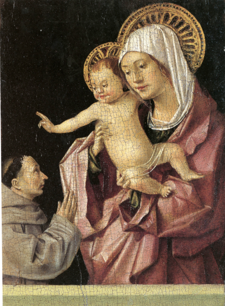 Antonello da Messina, Madonna con il Bambino e Santo Francescano in adorazione