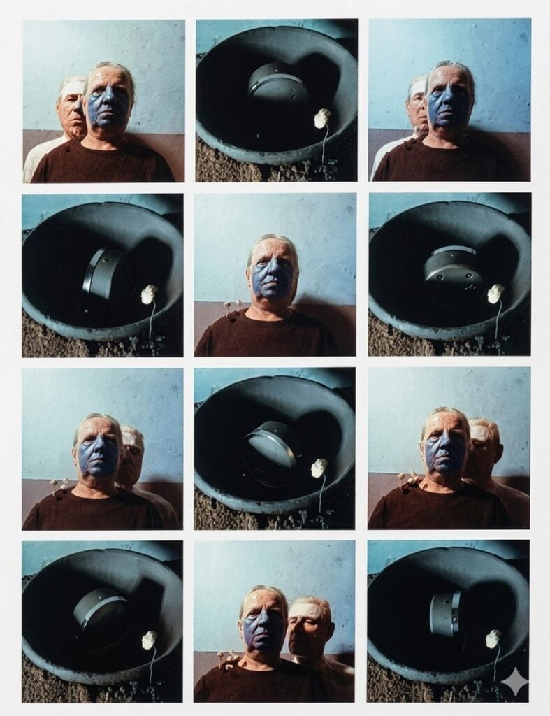 Michele Zaza, Neo-terrestre, 1979, Dodici fotografie a colori applicate su pannello di cartone, 29,5 x 29,7 cm, installazione 118 x 89,1 cm