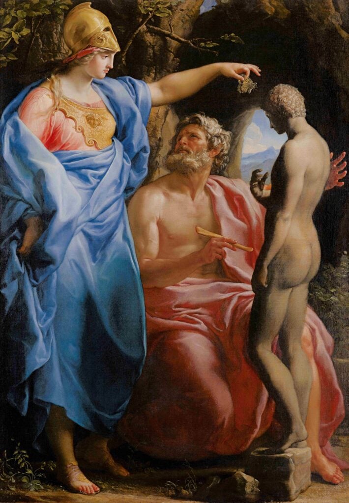 Pompeo Girolamo Batoni, Minerva infonde l’anima alla figura umana modellata in creta da Prometeo, 1740-1743