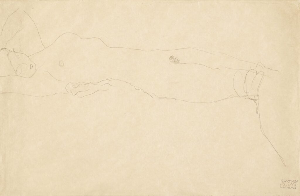Gustav Klimt Donna sdraiata 1904-1905 Matita su carta mm 580 x 720 x 30 Inv. 1935-2983 Budapest, Museo di Belle Arti Sz&eacute;pműv&eacute;szeti M&uacute;zeum/ Museum of Fine Arts, Budapest,2026 &copy; Museum of Fine Arts, Budapest