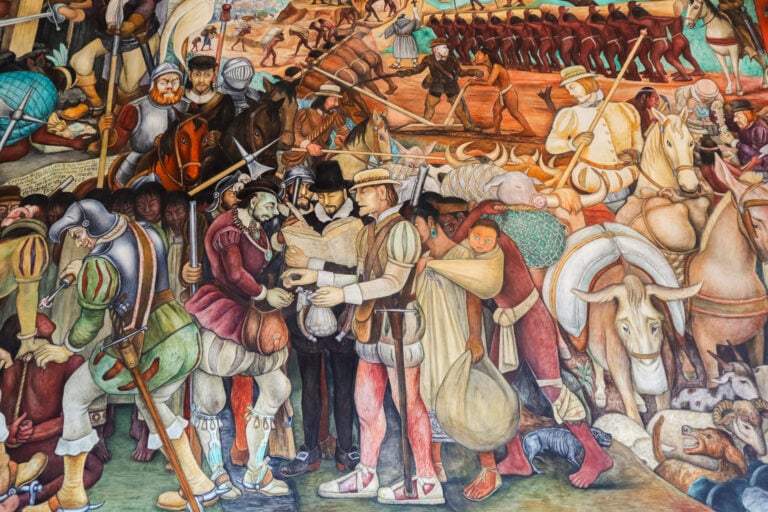 Diego Rivera, particolare del ciclo di murales al Palazzo Nazionale di Citt&agrave; del Messico