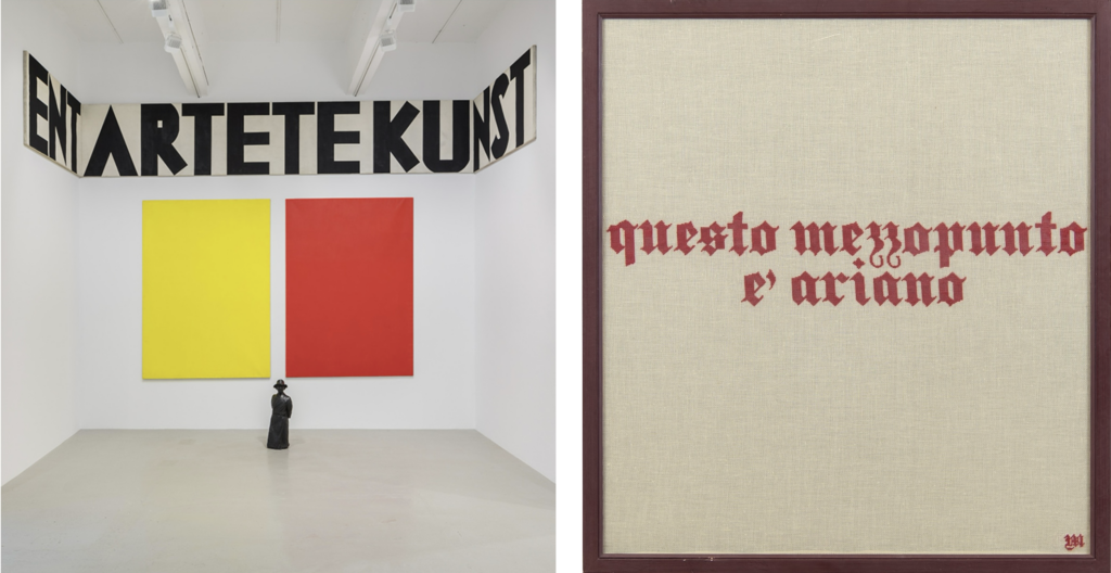 Fabio Mauri, Entartete Kunst, 1985, Olio su tela e scultura in bronzo, ph Timothy Doyon, Courtesy Fabio Mauri Estate and Hauser & Wirth