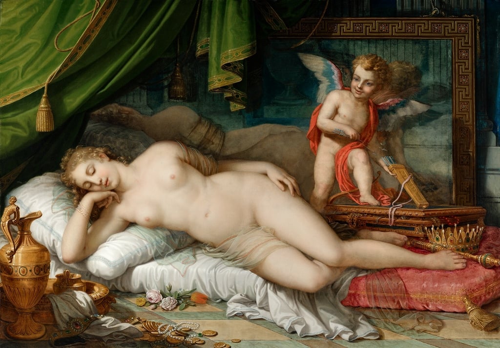 Giovanni Battista Lampi il Giovane, Venere addormentata davanti allo specchio con Cupido, 1826. Vienna, Belvedere