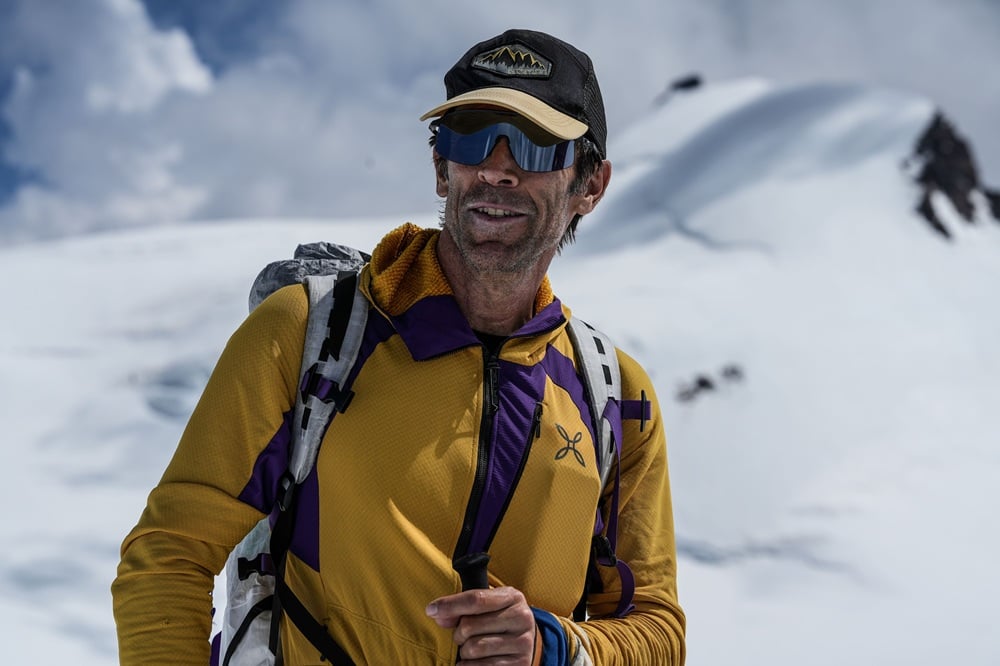 Hervé Barmasse dopo l'ascesa della Nordend gruppo del Monte Rosa. Endurance-Italia. Photo Luca Rolli