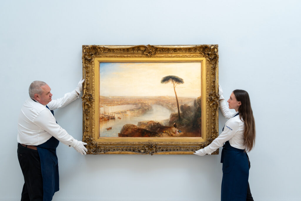 Il grande capolavoro italiano di J.M.W. Turner, Rome, From Mount Aventine (stima
nell&rsquo;ordine di 50 milioni di sterline), presentato da Sotheby&rsquo;s a Palazzo Rondinini in
occasione della prima esposizione pubblica dell&rsquo;opera a Roma.