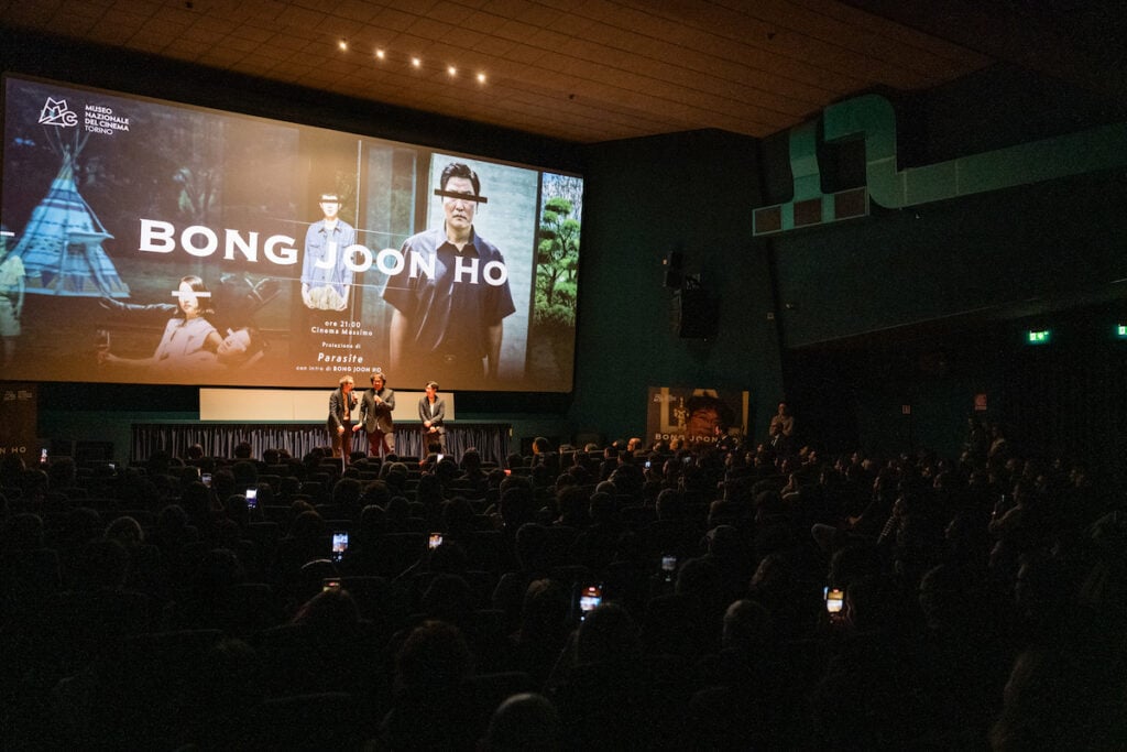 Il regista coreano Bong Joon-ho, Museo Nazionale del Cinema Torino durante la masterclass presentazione di Parasite