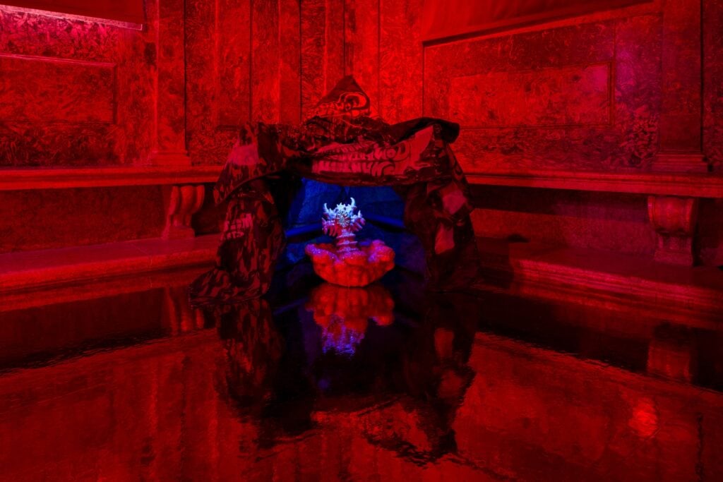 Natasha Tontey, The Phantom Combatants and the Metabolism of Disobedient Organs, 2026. Installation view at Ateneo Veneto, Venice, Italy. Commissioned by LAS Art Foundation and Amos Rex. &copy; 2026 Natasha Tontey. Photo Jacopo La Forgia
