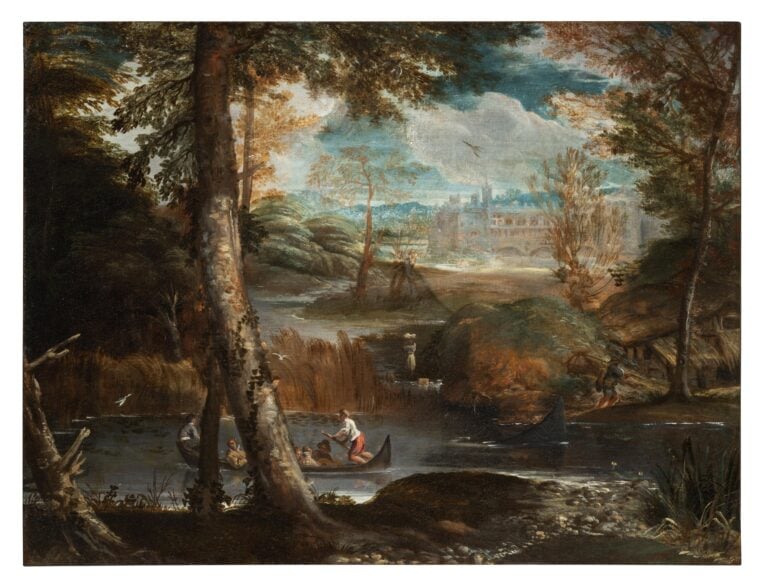 Annibale Carracci, Paesaggio Fluviale con barcaioli. Courtesy Alice Fine Art