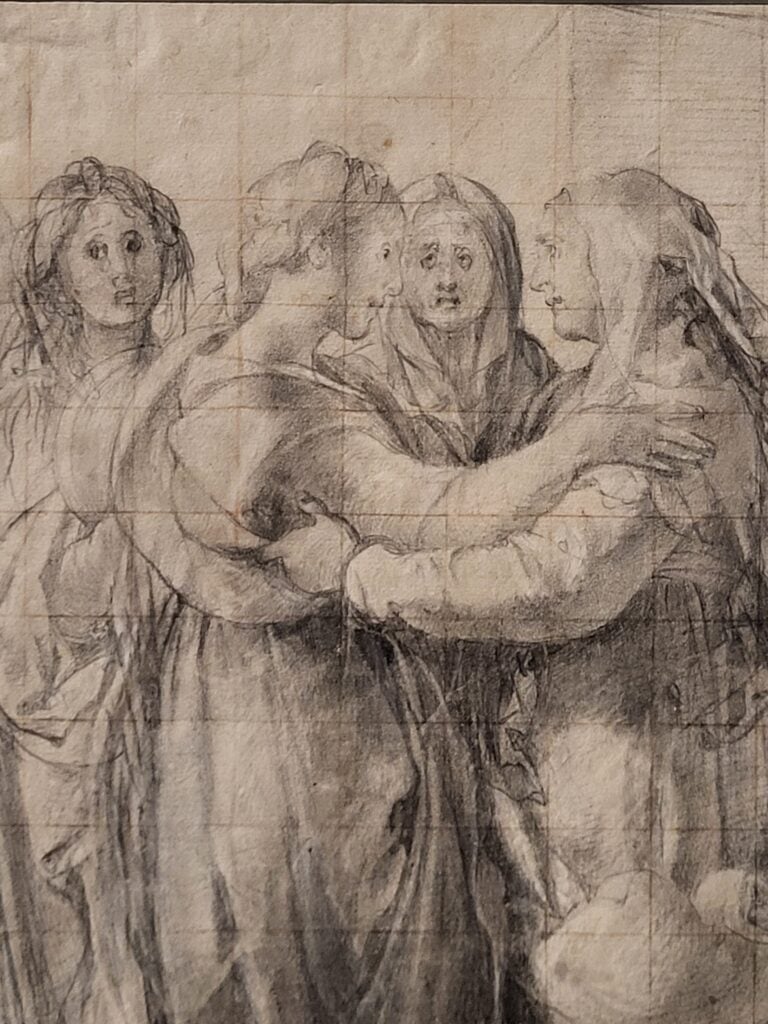 Pontormo, disegno preparatorio per la Visitazione di Carmignano. Gallerie degli Uffizi