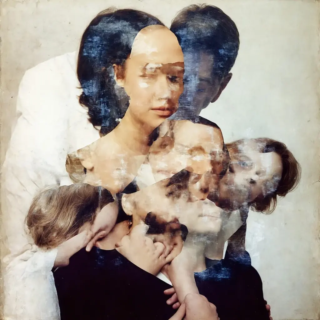 Famiglia, madri, padri, figli Andrea-Meregalli, Somatopoiesi, 2026 - Stampa fine art su carta, Hahnemuhle photorag di sintografie realizzate con software generativo, 20x20cm