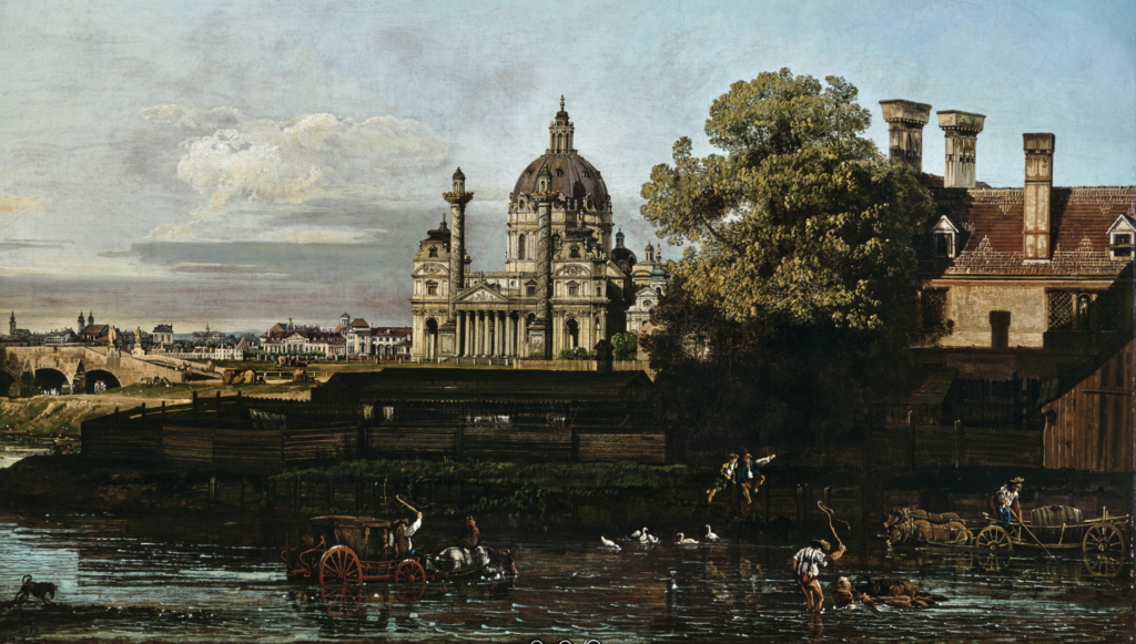 Bernardo Bellotto, The Karlskirche, Vienna. Courtesy Dorotheum