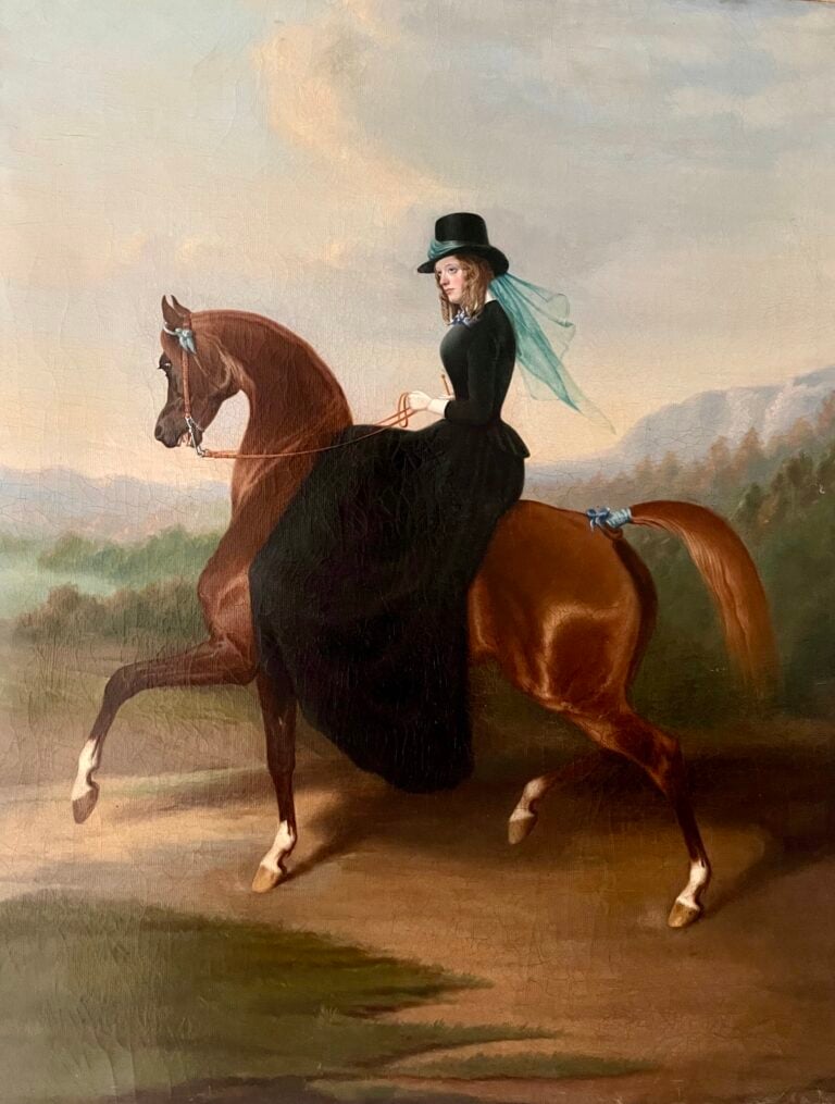 Cerchia Alfred De Dreux, Amazzone con Purosangue Arabo, XIX secolo. Courtesy Valeria Ricci