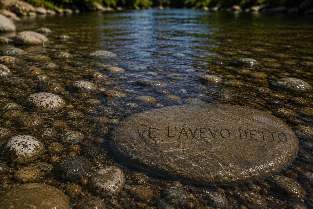 Francesca Grilli, La piena (siamo uno.), 2026, Pietre di fiume incise, Opera prodotta nell’ambito di Connecting Worlds 2026 - Bodies of Water, Courtesy l’artista