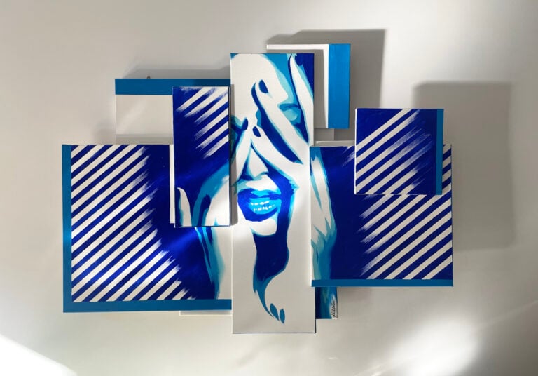 Guido DutyGorn - blue_and_sky, 2013 - acrilico e markers su tela - 130 ├&ugrave; 95 cm