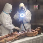 &Ouml;tzi, l&rsquo;uomo del ghiaccio, Iceman Twins associated finds mummy 1 (c) South Tyrol Museum of Archaeology