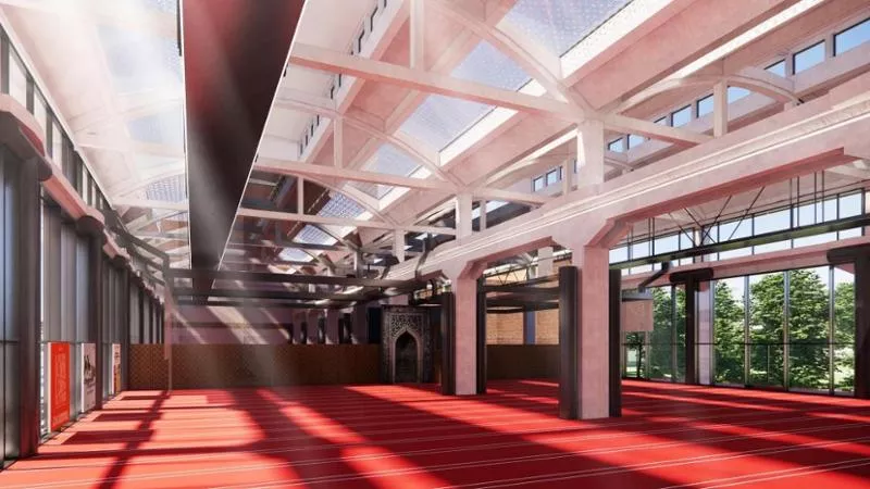 La moschea alle ex fonderie Nebiolo. Render Vittorio Jacomussi