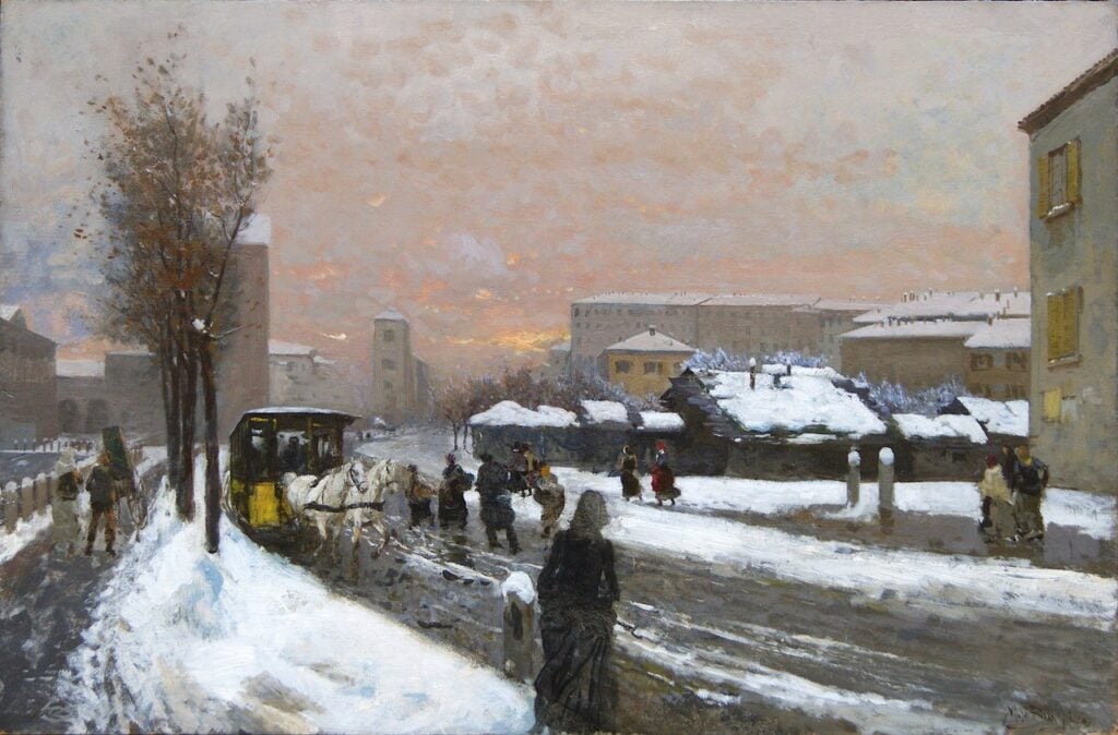 Mos&egrave; Bianchi, Neve a Milano. Courtesy Art Studio Pedrazzini