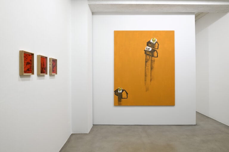 Installation view della mostra "Enzo Cucchi VS CANEMORTO / CANEMORTO VS Enzo Cucchi" alla Galleria Poggiali di Firenze