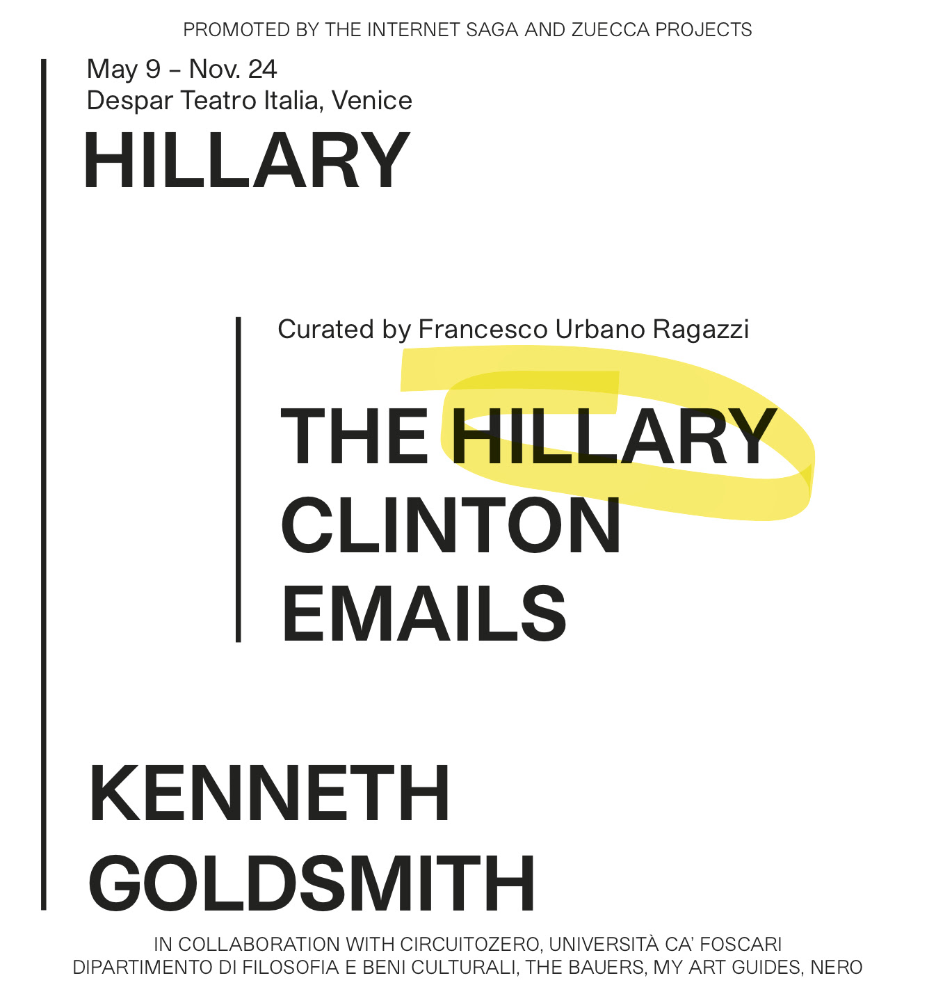 Kenneth Goldsmith – Hillary: The Hillary Clinton Emails