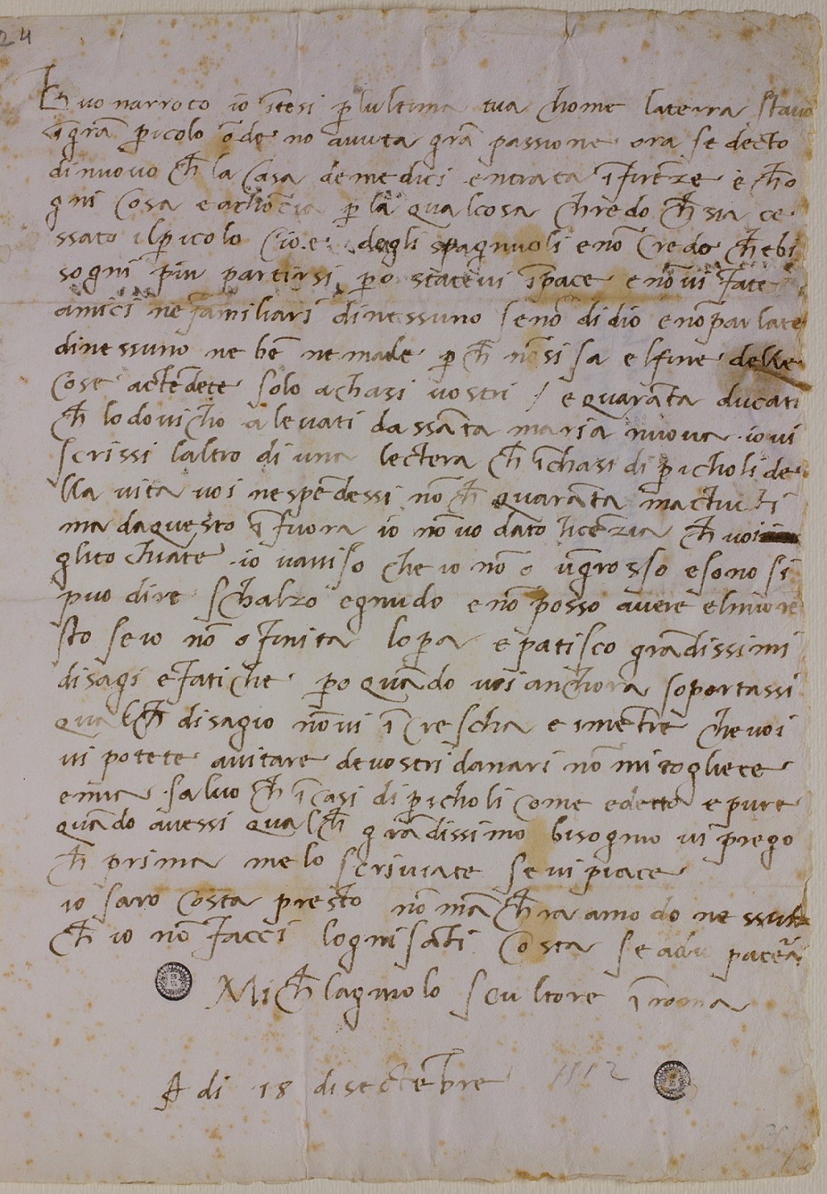 Il restauro di 342 lettere autografe di Michelangelo Buonarroti